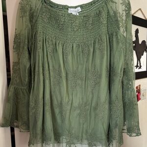 Green Embroidered Women's Blouse